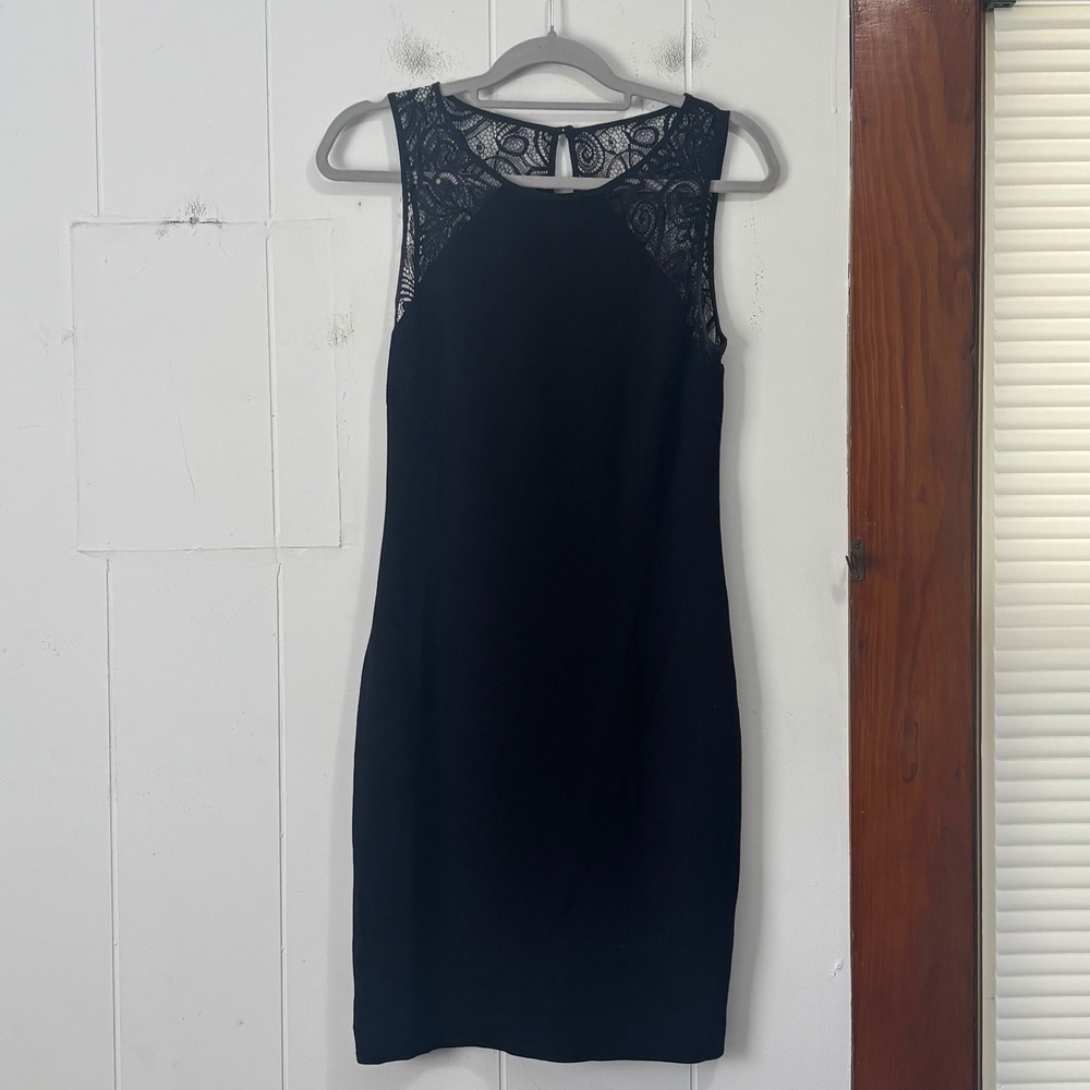 Trina Turk Black Lace Yoke Sheath Dress Sleeveless Cocktail Size 6